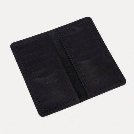 Male purse without fastening, for bills, for cards, black color-1