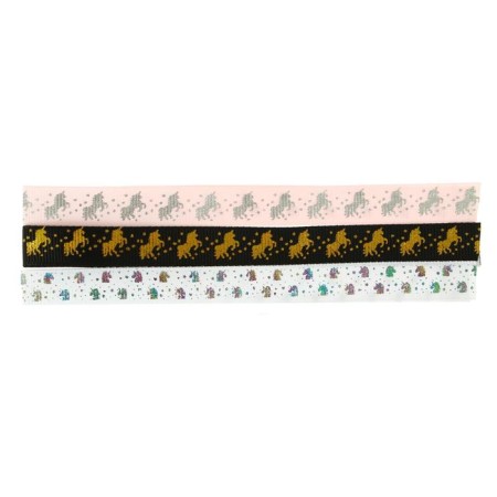 Labels laass with adhesive edge for A5, Devente format. Glitter Unicorn, 12 x 290 mm, for books A5, 3 wide bilateral ribbons-3