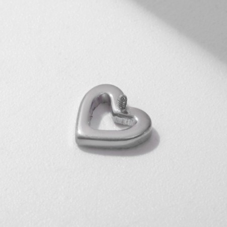 Flotter for piercing made of stainless steel "heart", white color in silver, thread 0.07 mm-1
