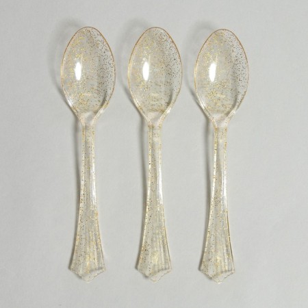 Tablespoons plastic "shine", in a set of 12 pieces, color gold