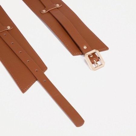 Women's belt, width 6 cm, buckle metal, brown color-2