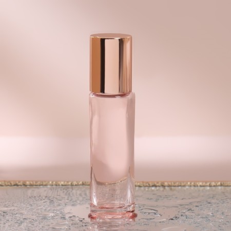 Window bottle for perfume, with a metal roller, 10 ml, pink/pink gold color-2