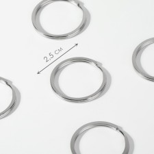 Ring for a key fob, flat, d = 25 mm, thickness 2 mm, 10 pcs, silver color