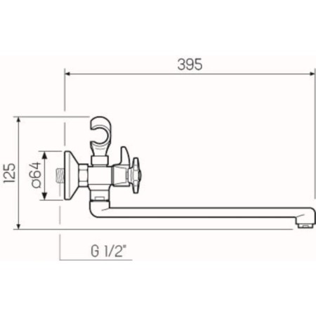 Bath mixer RMS SL115-140E, two-wound, pouring 350 mm, with a shower, chrome-1