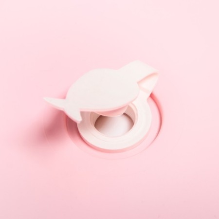 Bath children's "rabbits" with a drain, 86 cm, pink color-4