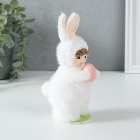 Interior doll "Baby in a bunny costume with an egg" 6x7x15 cm-2