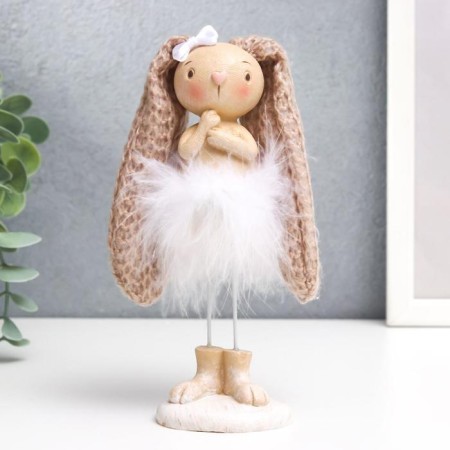 Polystone souvenir "Zayushka with a bow in a downy skirt" 27x5.8.8 cm