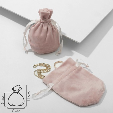 Velvet bag "classics" round, 9 × 11 cm, dusty pink color