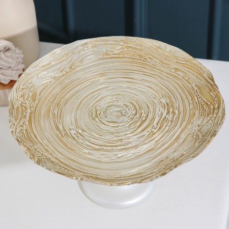 Serving dish "ancient rose", d = 28 cm, on the leg, gold color-1