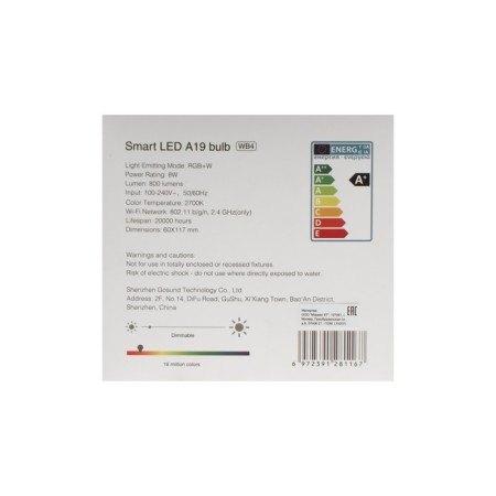 Smart light bulb Nitebird WB4-2, Wi-Fi, E27, 8 W, 800 lm, multi-colored, timer, protection, 2 pcs.-3