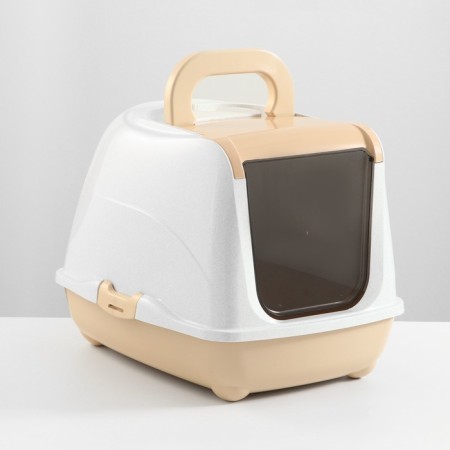 Domik toilet for cats closed with a door 50*38*37 cm, beige-white
