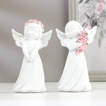 Polystone souvenir "Snowty angel-girl with roses" mix 12.5x7.5x7 cm