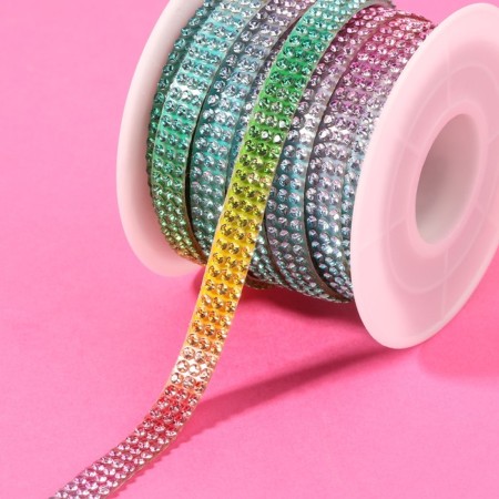Rhound rhinestones, d = 2 mm, width - 7 mm, 4.5 ± 0.5 m, rainbow color-1