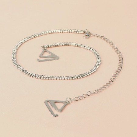 Decorative straps with rhinestones, metal fittings, 4 mm, 45 cm, steam, silver color-5
