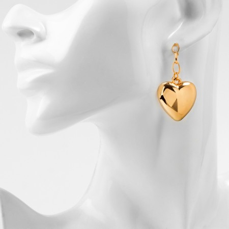 Earrings Metal "Heart" captivity, color gold-3