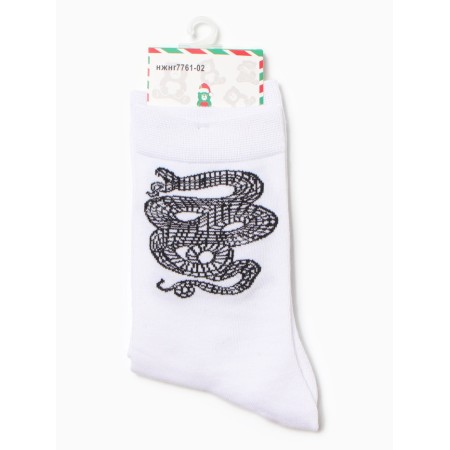 Women's socks "Snake on the sword", white color, rr 36-40-2