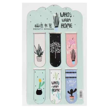 A set of magnetic bookmark for books Calligrata 6 pieces, "Plants", mix-6