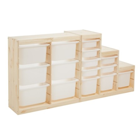 Trofast-4 rack, with containers, vertical, pine array-8