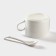 Ceramic mugs on a bamboo Bellatenero bamboo, 8 objects: 4 circles 150 ml, 4 tablespoons, white color