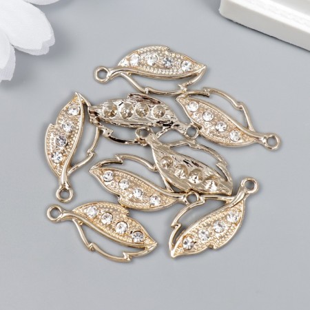 Decor for creativity Metal "Golden Leaf" rhinestones 2.5x1.2 cm-2