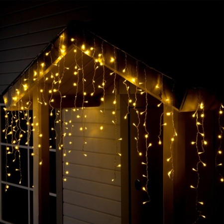Garland "fringe" 3 × 0.9 m, IP44, UMS, transparent thread, 232 LED, glow warm white, 220 V