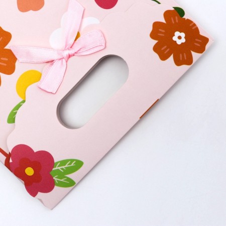 Gift box-package, packaging with a cut handle, "Summer Flowers", 14 x 6 x 21 cm-3