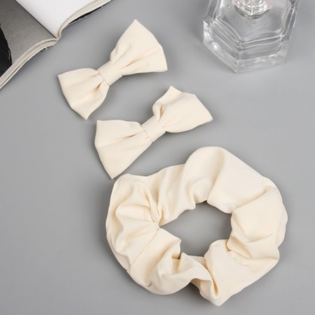 Hair set "Felicia" (elastic band 7 cm, 2 clamps 6.5 cm) style, milk-1
