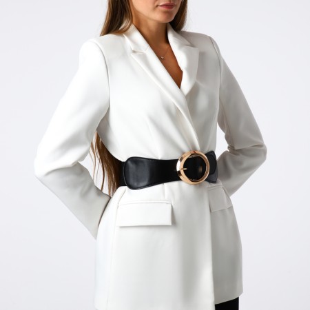 Women's belt, width 8 cm, black color-1