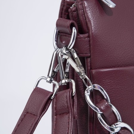 Cross-Bodi bag with zipper, burgundy color-5