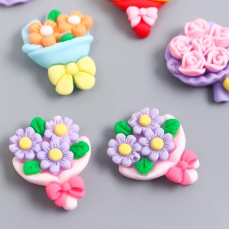 Decor for creativity plastic "Bouquet of flowers" set 8 pcs mix 2.2x2.9x0.7 cm-1