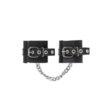 Handcuffs Pecado BDSM, from thick leather with eyelets, genuine leather, black-2