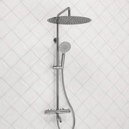 The shower system Wasserkraft A188.117.127.087.ch Thermo, tropical shower, thermostat, chrome-1