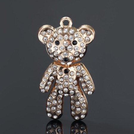 Suspension "Bear", white color in gold