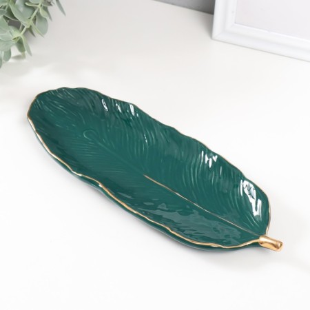 Souvenir ceramic stand "leaf" Green 25.5x10x1.5 cm-1