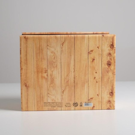 Gift folding box, packaging, "wood", 31.2 x 25.6 x 16.1 cm-3