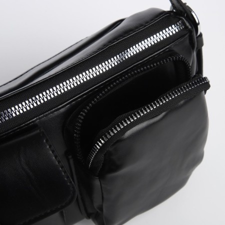 Female bag with pockets of leatherette, black-7