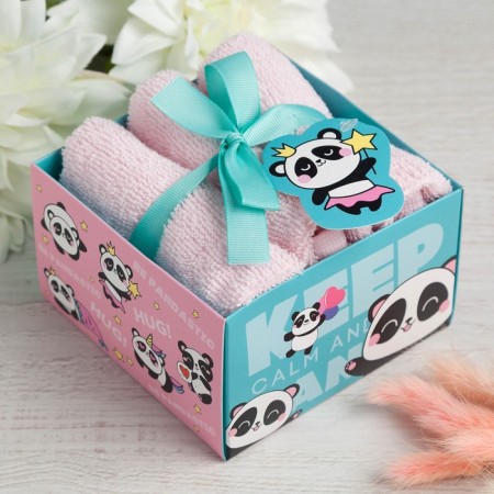 Set of terry towels "Panda" 30x30 cm - 3 pcs, cotton 340g/m2