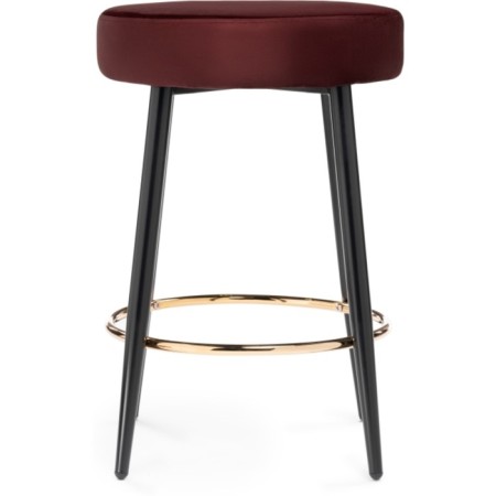 Barrier stool Plato metal/velor, black/burgundy 43x43x65 cm-1