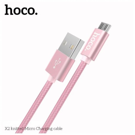 Hoco X2, Micro USB - USB, 2.4 A, 1 m, textiles, pink