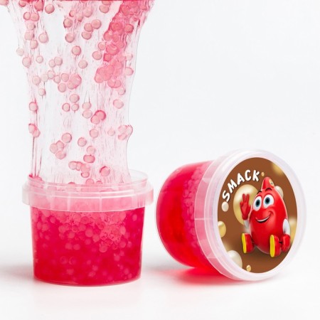 Slime "Glass", Smask with balls, pink, 90 g