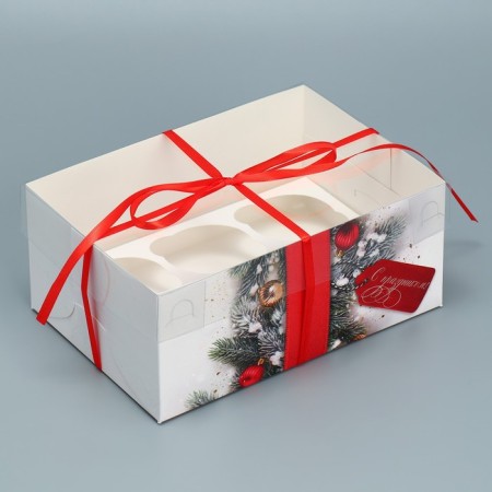Capcake box “Happy holiday!”, 23 x 16 x 10 cm, new year-1