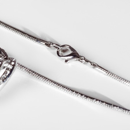 Pendant of ovals, white-blue color in silver, l = 70 cm-2