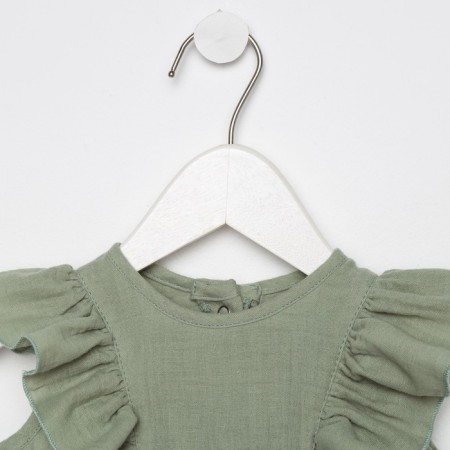 Body with ruffles crumb I am "Muslin", height 74-80 cm, green color-1