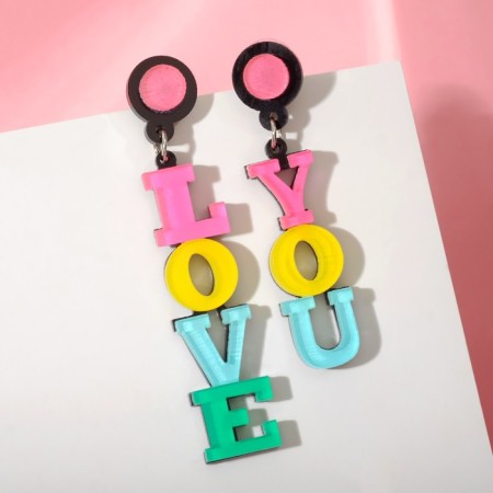 Acryl Earrings "Recognition" Love You, Color-1