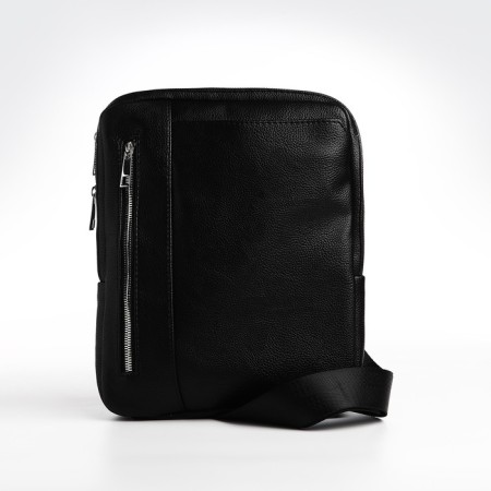Male bag over the shoulder, Textura, artificial leather, black color-2