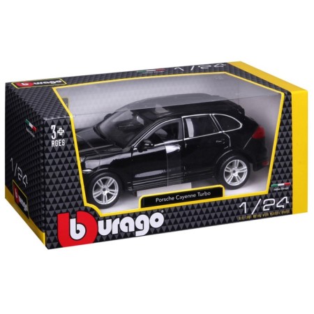 BBURAGO Porsche Cayenne Turbo, Die-Cast, 1:24, opening doors, black color.-12