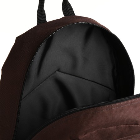 Youth backpack with a zipper, 3 pockets, brown color-5