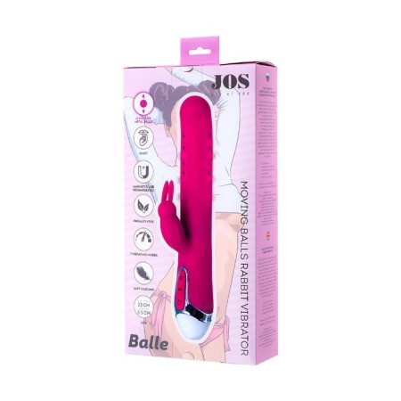 A vibrator with a clitoral stimulator Jos Balle, pulsating, pink, 23 cm-4