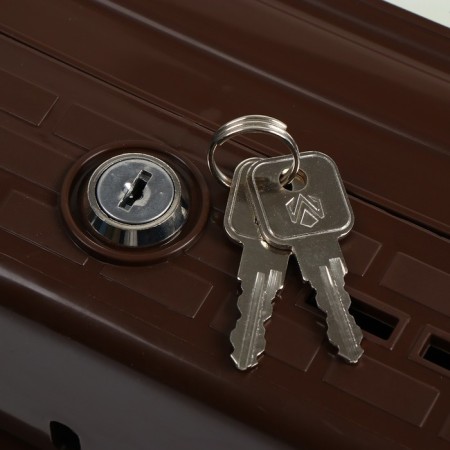Mailbox, plastic, “decor”, with a lock, brown-5