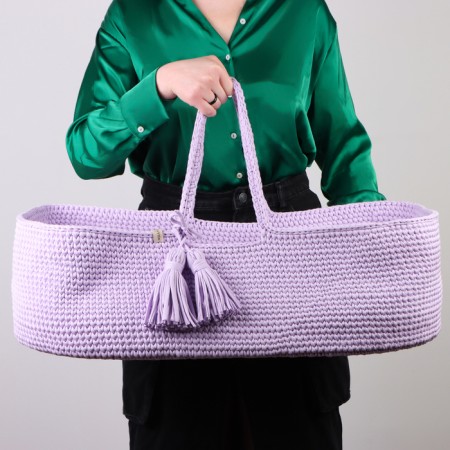 Luel with a mattress, 70 x 42 x 24 cm, lavender, cotton-3